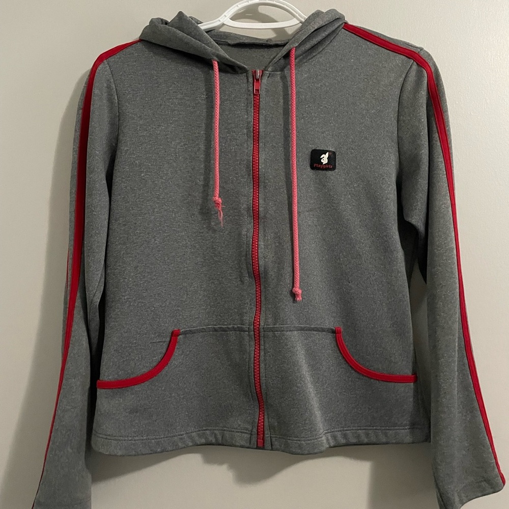 Grey Playgirls Zip-Up Jacket with Pink Trim